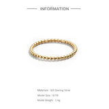 925 Silver Single Row Bead Ring Women American European Ins Style Finger Rings