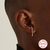 Sterling Silver Zircon Pearl Stud Earrings Ins Style