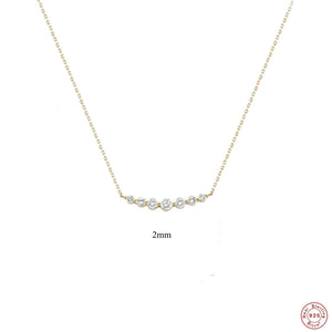 925 Silver 7 Zircon Necklace Clavicle Chain 2mm 2.5mm Women Wedding Jewelry