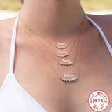 925 Silver 7 Zircon Necklace Clavicle Chain 2mm 2.5mm Women Wedding Jewelry