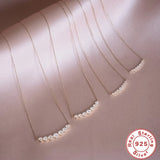 925 Silver 7 Zircon Necklace Clavicle Chain 2mm 2.5mm Women Wedding Jewelry