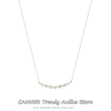 925 Silver 7 Zircon Necklace Clavicle Chain 2mm 2.5mm Women Wedding Jewelry