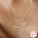 925 Silver 7 Zircon Necklace Clavicle Chain 2mm 2.5mm Women Wedding Jewelry