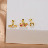 925 Silver CZ Pearl Piercing Stud Earrings Women Cartilage Jewelry