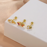 925 Silver CZ Pearl Piercing Stud Earrings Women Cartilage Jewelry