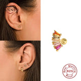 925 Silver CZ Pearl Piercing Stud Earrings Women Cartilage Jewelry