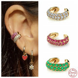 925 Silver Zircon Ear Cuff Clip Earrings Women No Piercing Jewelry