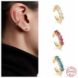 925 Silver Zircon Ear Cuff Clip Earrings Women No Piercing Jewelry