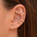 925 Silver Small Hoop Earrings Classic Circle Wave Studs