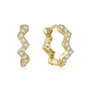 925 Silver Small Hoop Earrings Classic Circle Wave Studs