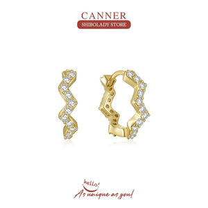 925 Silver Small Hoop Earrings Classic Circle Wave Studs