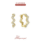 925 Silver Small Hoop Earrings Classic Circle Wave Studs