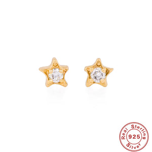 CANNER 925 Sterling Silver Star CZ Stud Earrings for Women Christmas Party Girl