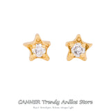 CANNER 925 Sterling Silver Star CZ Stud Earrings for Women Christmas Party Girl