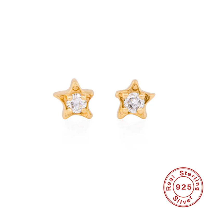 CANNER 925 Sterling Silver Star CZ Stud Earrings for Women Christmas Party Girl