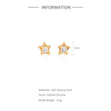 CANNER 925 Sterling Silver Star CZ Stud Earrings for Women Christmas Party Girl