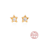 CANNER 925 Sterling Silver Star CZ Stud Earrings for Women Christmas Party Girl