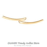 925 Silver Ear Climber Stud Earring Minimalist Crawlers 18k Plated Jewelry
