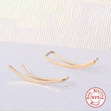 925 Silver Ear Climber Stud Earring Minimalist Crawlers 18k Plated Jewelry