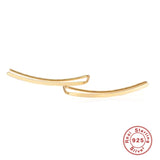 925 Silver Ear Climber Stud Earring Minimalist Crawlers 18k Plated Jewelry