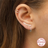 925 Silver Ear Climber Stud Earring Minimalist Crawlers 18k Plated Jewelry