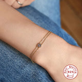 925 Silver Green Zircon Chain Bracelet Women Fine Jewelry