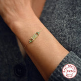 925 Silver Green Zircon Chain Bracelet Women Fine Jewelry