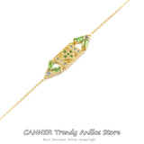 925 Silver Green Zircon Chain Bracelet Women Fine Jewelry