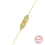 925 Silver Green Zircon Chain Bracelet Women Fine Jewelry