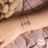 925 Silver Green Zircon Chain Bracelet Women Fine Jewelry