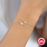 925 Silver Zircon Bracelet 18K Plated Wedding Jewelry Birthday Gift