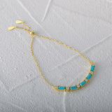 925 Silver Turquoise Adjustable Charms Bracelet for Women