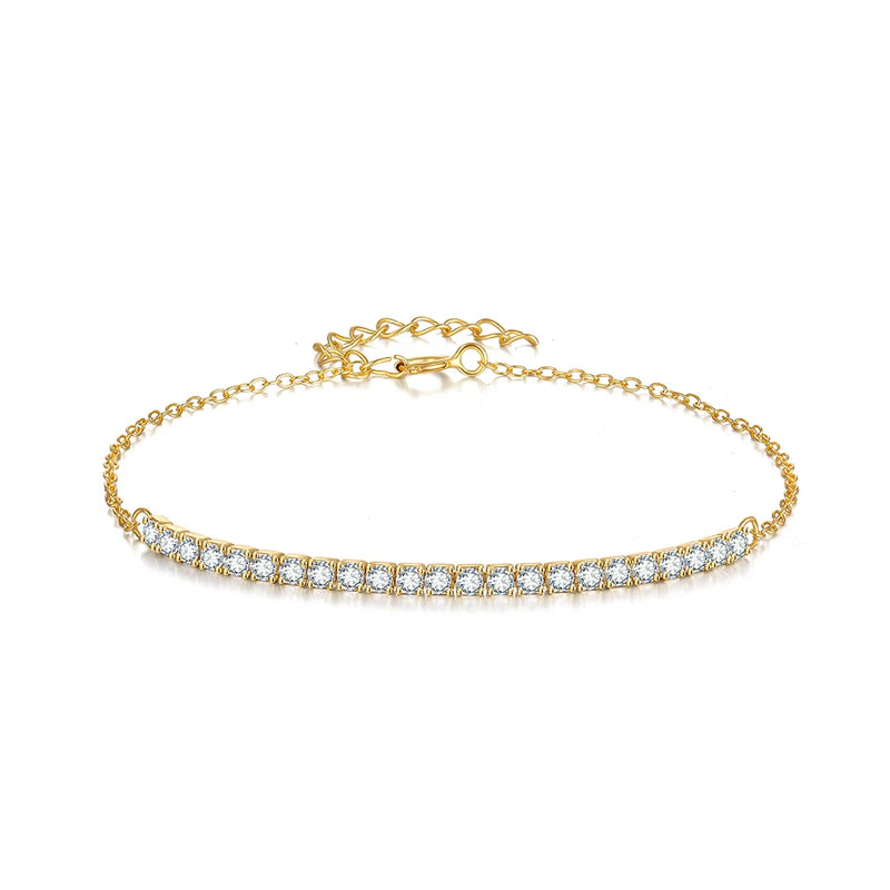 925 Silver Zircon Adjustable Chain Bracelet for Women