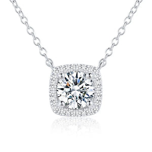 925 Silver Square Moissanita Necklace D Moissanite Pendant