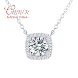 925 Silver Square Moissanita Necklace D Moissanite Pendant