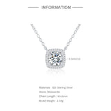 925 Silver Square Moissanita Necklace D Moissanite Pendant