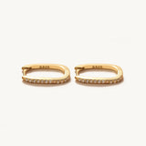 925 Silver CZ Square Huggie Hoop Earrings Women Fine Jewelry