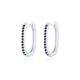 925 Silver CZ Square Huggie Hoop Earrings Women Fine Jewelry