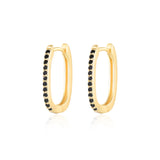 925 Silver CZ Square Huggie Hoop Earrings Women Fine Jewelry