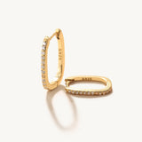 925 Silver CZ Square Huggie Hoop Earrings Women Fine Jewelry