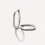 925 Silver CZ Square Huggie Hoop Earrings Women Fine Jewelry