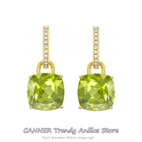 925 Silver Square Drop Earrings Bridal Wedding Jewelry Dangle