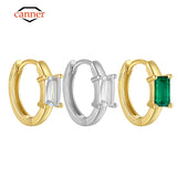 925 Silver Zirconia Circle Small Hoops Earrings Anti-allergic Ear Buckle