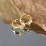 925 Silver Zirconia Circle Small Hoops Earrings Anti-allergic Ear Buckle