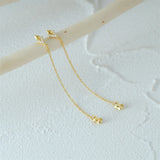 925 Silver Star Stud Earrings with Tassel Chain, Fine Jewelry