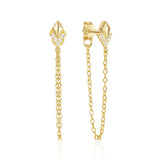 925 Silver Star Stud Earrings with Tassel Chain, Fine Jewelry