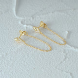 925 Silver Star Stud Earrings with Tassel Chain, Fine Jewelry