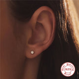 925 Silver 0.1CT Zircon Stud Earring 6 Claws 2.5mm/3mm/3.5mm