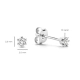 925 Silver 0.1CT Zircon Stud Earring 6 Claws 2.5mm/3mm/3.5mm
