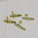 925 Silver Stud Earring Colorful Zircon Ear Pierced Rainbow Earrings